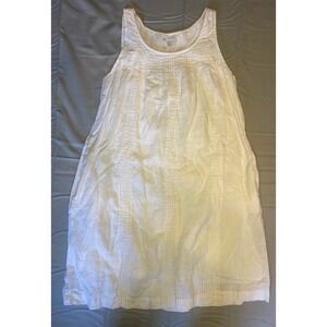 Gap Linen Shift Dress Womens 8 White  Pintuck Sleeveless Lined RN540 Chic Bohoo